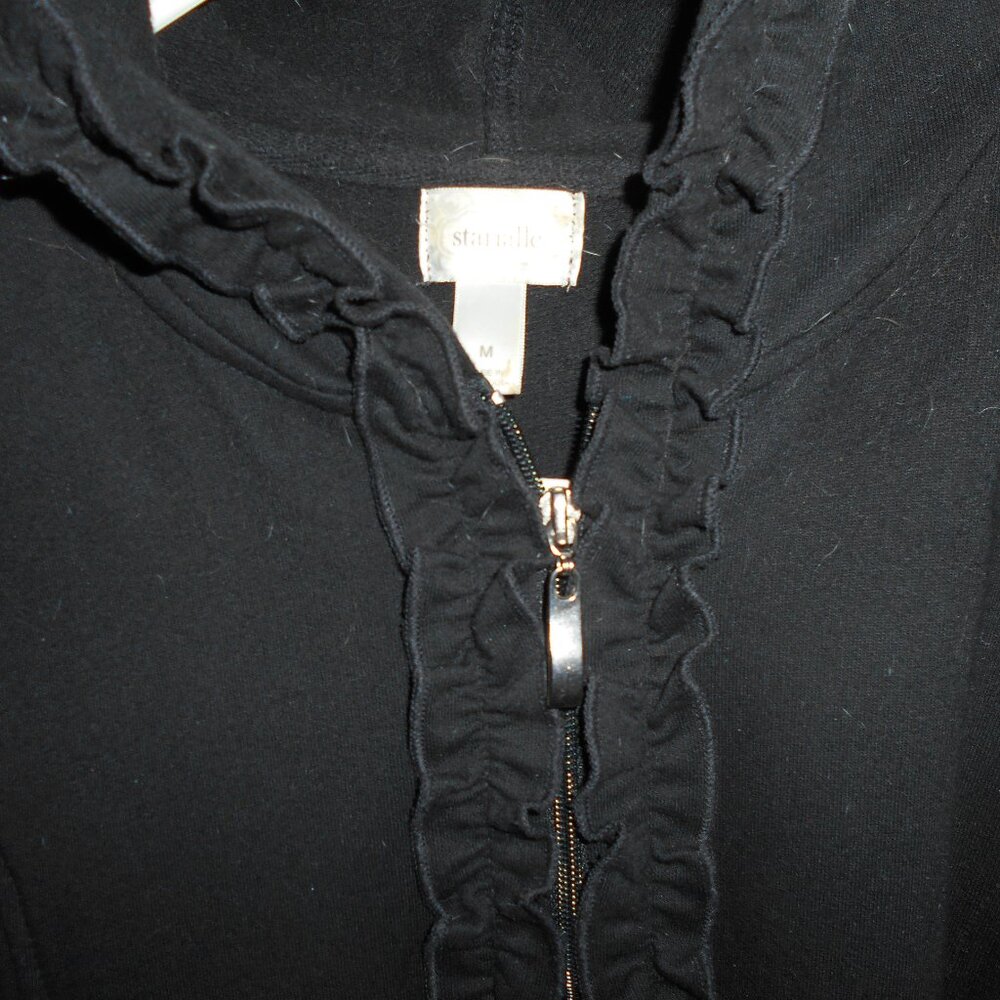 Black Hooded Zip Up.- Adult medium